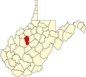 Map of West Virginia highlighting Calhoun County