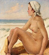 Joven en la playa, c. 1920. Óleo sobre lienzo, 80 x 70 cm.