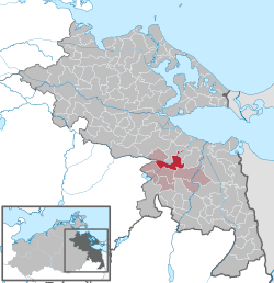 Elhelyezkedése Mecklenburg-Elő-Pomeránia térképén