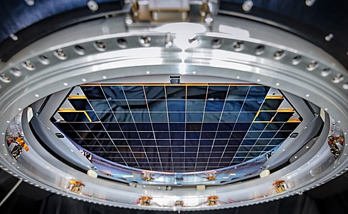 Focal plane of the LSST Cam. It is 60 cm (2 feet) wide, has 189 sensors to produce 3200-megapixel images. [135]