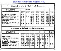 Horaire des trains en 1910.