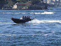 New South Wales Police Force boat patrolling Port Jackson.