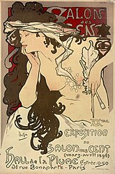 Post by Alphonse Mucha for the twentieth Salon des Cent, April 1896