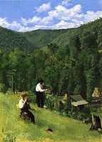 Thomas Pollock Anshutz, The Farmer and His Son at Harvesting, 1879. Five members of the Ashcan School studied with him, but went on to create quite different styles.