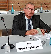 Patrice Bricout, maire de Warlaing, lors de la séance d'investiture de la Communauté de communes Coeur d'Ostrevent en la salle Coquelet d'Auberchicourt le 10 juillet 2020.