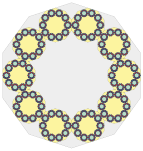 The first four iterations of the decaflake or 10-flake.