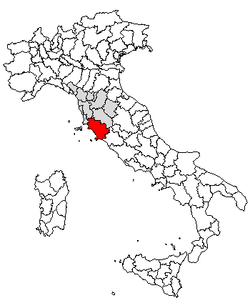 Kartet viser Provinsen Grossetos plassering i Italia