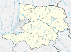 Mapa konturowa powiatu grudziądzkiego, po prawej nieco u góry znajduje się punkt z opisem „Szonowo”