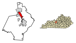 Location of Radcliff in Hardin County, Kentucky.