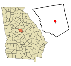 Location in Jones County and the state of Georgia