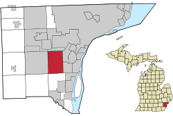 Location within Wayne County