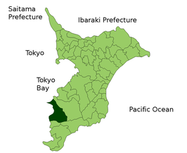 Situering van Futtsu in de prefectuur Chiba
