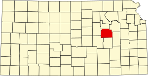 Map of Kansas highlighting Morris County