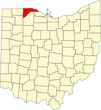 Map of Ohajo highlighting Lucas County