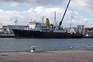 Charles Darwin in Avonmouth docks near Bristol, being readied for a research cruise.