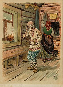 An illustration from the classic 1913 edition of the Kolobok Russian fairy-tale