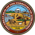 Wisconsin territorial seal, used from 1839 to 1848 and by the new State of Wisconsin from 1848 to 1849.