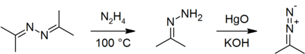 Synthese von Acetonhydrazon und 2-Diazopropan aus Acetonazin