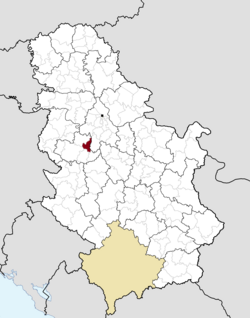 Location of the municipality of Lajkovac within Serbia