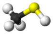 Ball-and-stick model of the methanethiol molecule