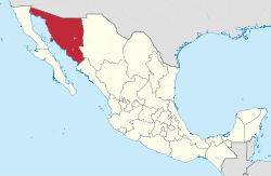 Sonoran sijainti Meksikossa