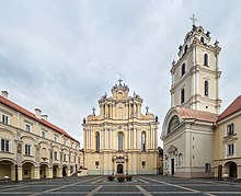 Old buildings and a church