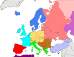 Europas regionala struktur enligt The World Factbook:   Centrala Europa   Östra Europa   Sydöstra Europa
