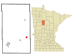 埃基利在哈伯德縣及明尼蘇達州的位置（以紅色標示）