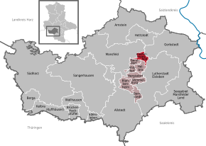 Poziția Klostermansfeld pe harta districtului Mansfeld-Südharz