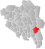 Elverum markert med rødt på fylkeskartet