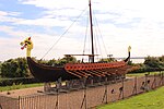 «Hugin» ble bygd i Danmark 1949 og rodd til England der det i dag er utstilt i en park i Pegwell Bay på kanalkysten.