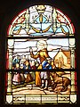 Pfarrkirche St-Germain in Kerlaz : Glasfenster „Der hl. Hervé segnet die Gläubigen“.