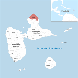 Location of the commune (in red) within Guadeloupe