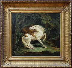 Théodore Géricault, Cheval attaqué par un lion (1821) d'après Stubbs, Paris, musée du Louvre.