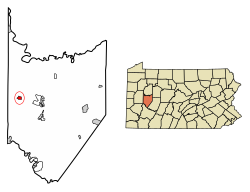 Location of Worthington in Armstrong County, Pennsylvania.