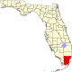 Harta statului Florida indicând comitatul Miami-Dade
