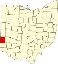 Map of Ohajo highlighting Preble County