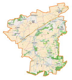 Mapa konturowa gminy Marcinowice, blisko centrum na dole znajduje się punkt z opisem „Pałac w Kątkach”