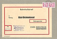 Bahnhofsbrief der Deutschen Post (DDR) von 1985 (Frankatur für regelmäßige Einlieferung[2])