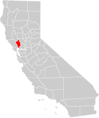 Locatie van Napa County in Californië