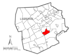 Map of Luzerne County highlighting Wright Township