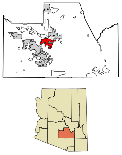 Location of Coolidge in Pinal County, Arizona