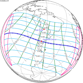 Carte de l'éclipse générale.