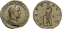Retrach de Gordian II sus una pèça de moneda