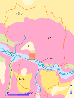 Carte en couleurs représentant les strates géologiques affleurantes d'un territoire.