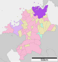 Ligging van Kitakyushu in die Fukuoka-prefektuur