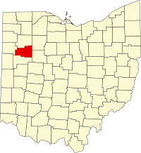 Map of Ohajo highlighting Allen County