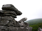 Formation rocheuse sculptée par des vents violents à Dolly Sods, Virginie occidentale, États-Unis.