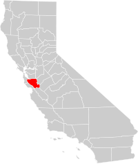 Locatie van Santa Clara County in Californië