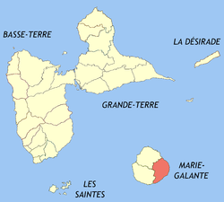 Location of the commune (in red) within Guadeloupe